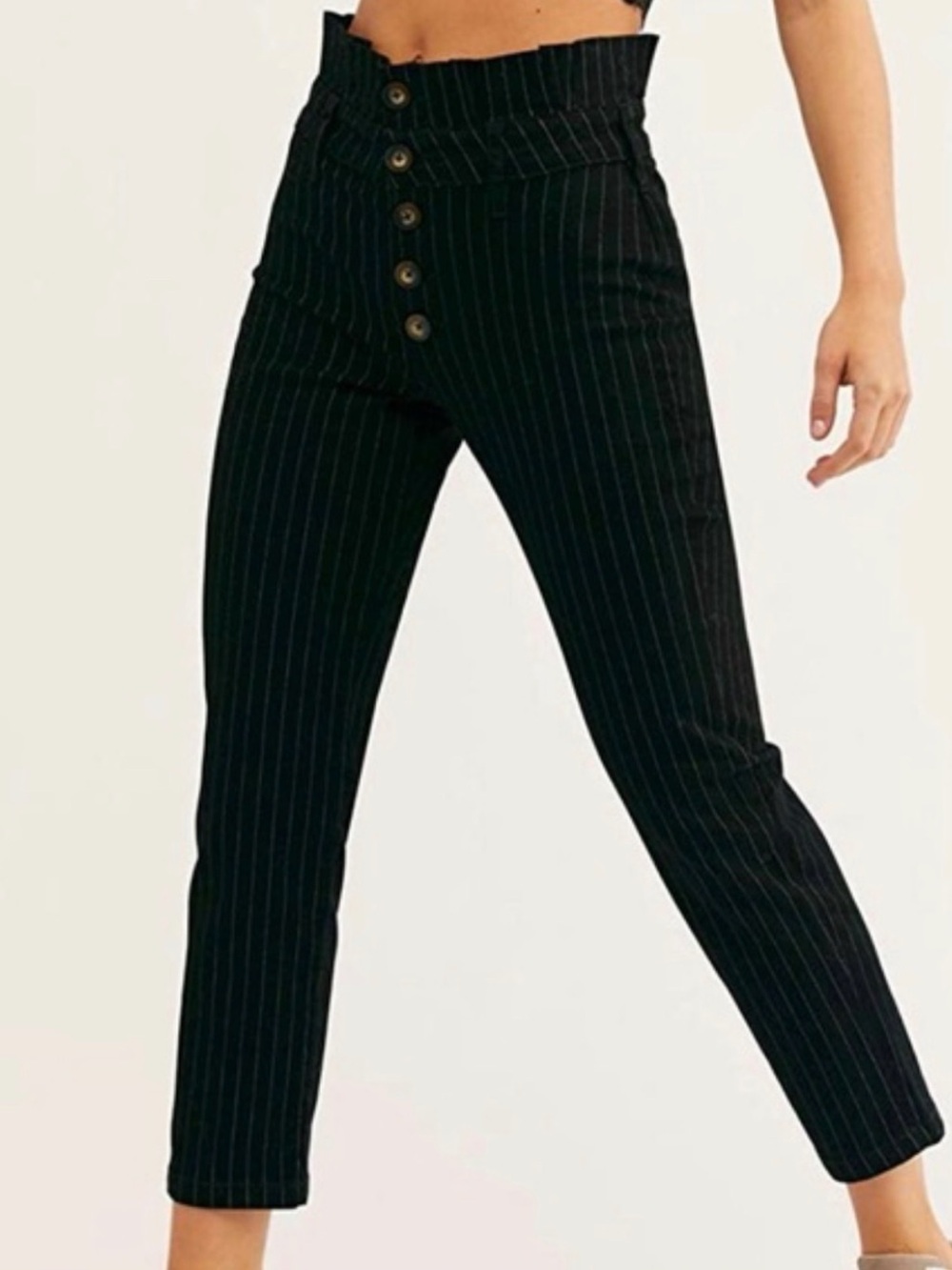 Free People Montella Pinstripe Cropped Skinny Pants
